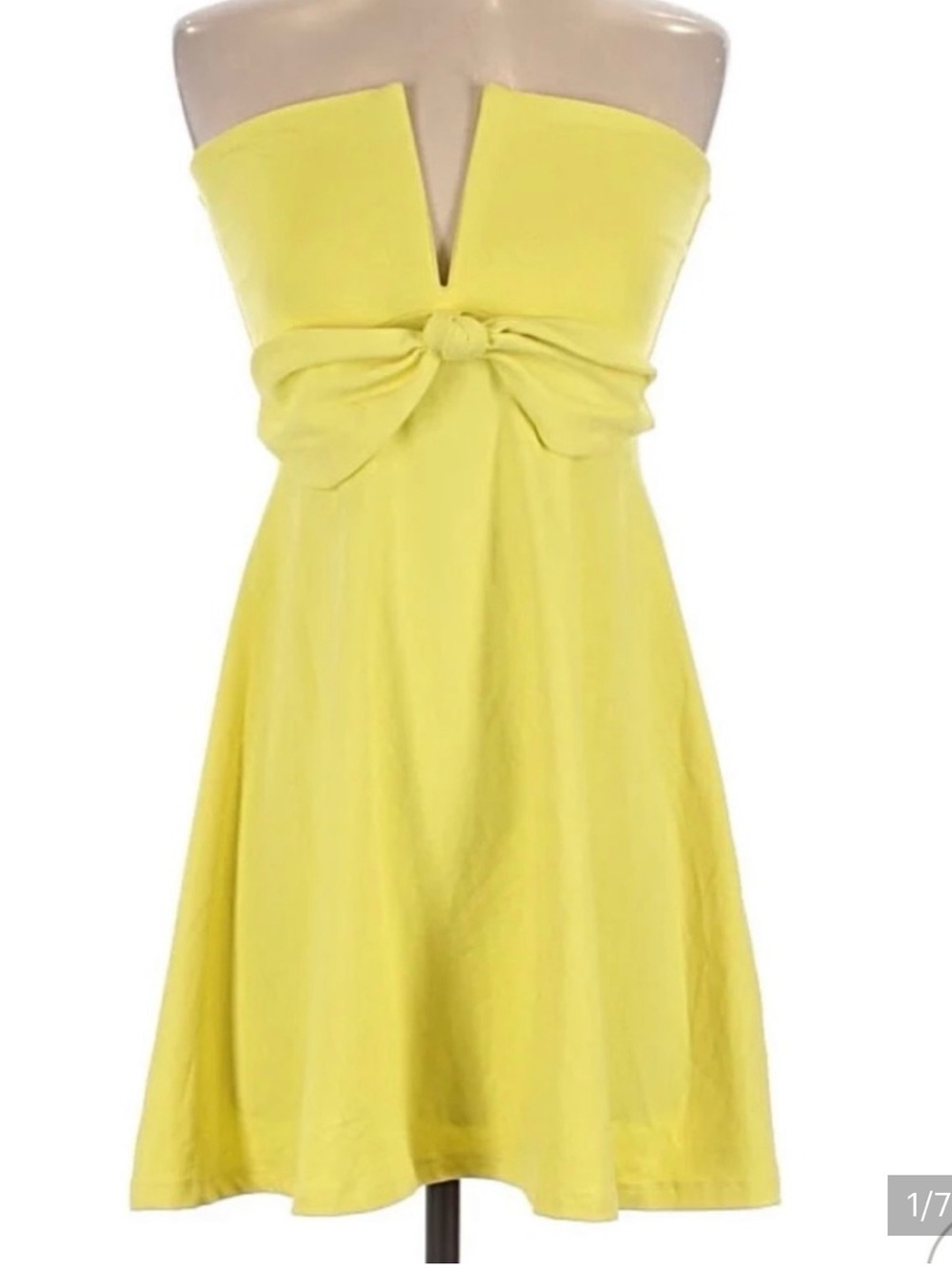 Susana Monaco Yellow Strapless Bow-Front Mini Dress